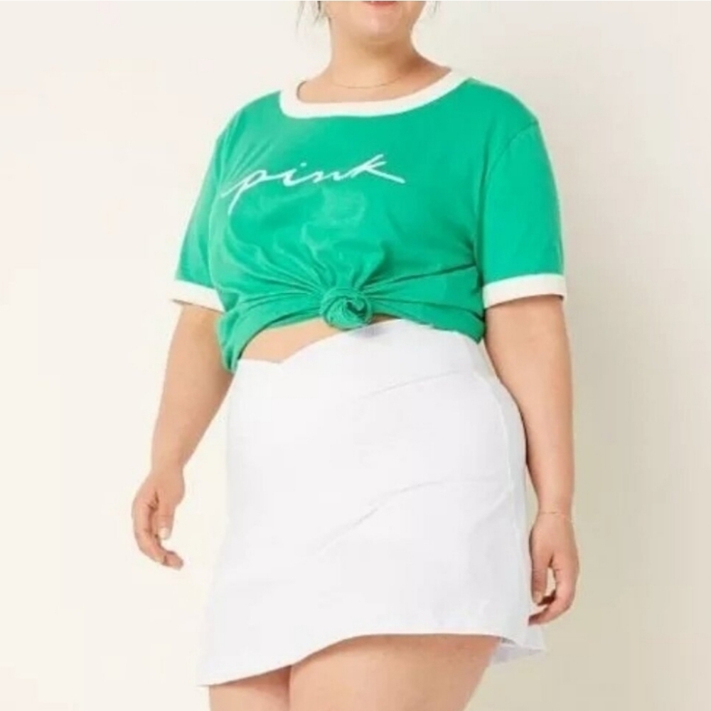 Victoria's Secret PINK Tennis Skort High Waist White V Crossover XXL